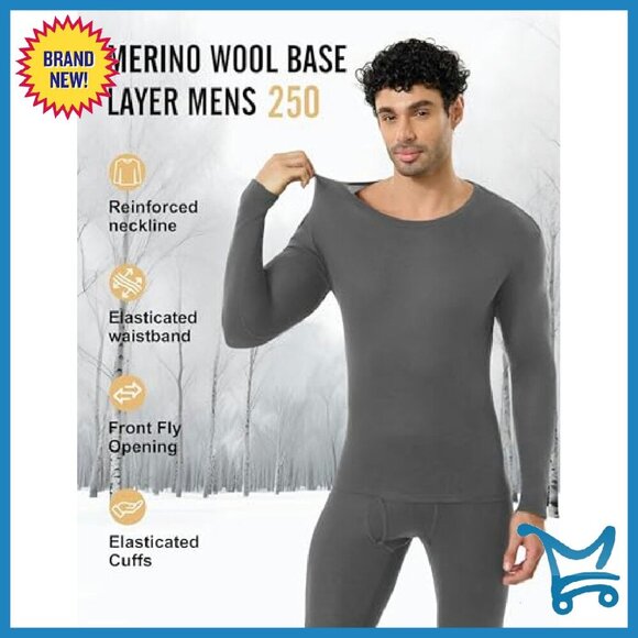 Men's Merino Wool Thermal Base Layer Set - Heavyweight & Midweight - Picture 5 of 7
